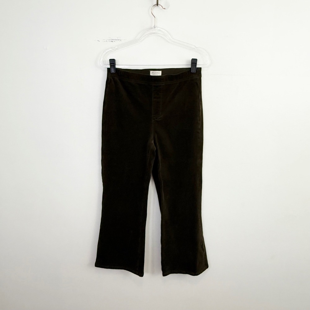 Pilcro Anthropologie Olive Brown Velvet‎ Kick Flare Crop Pants Medium